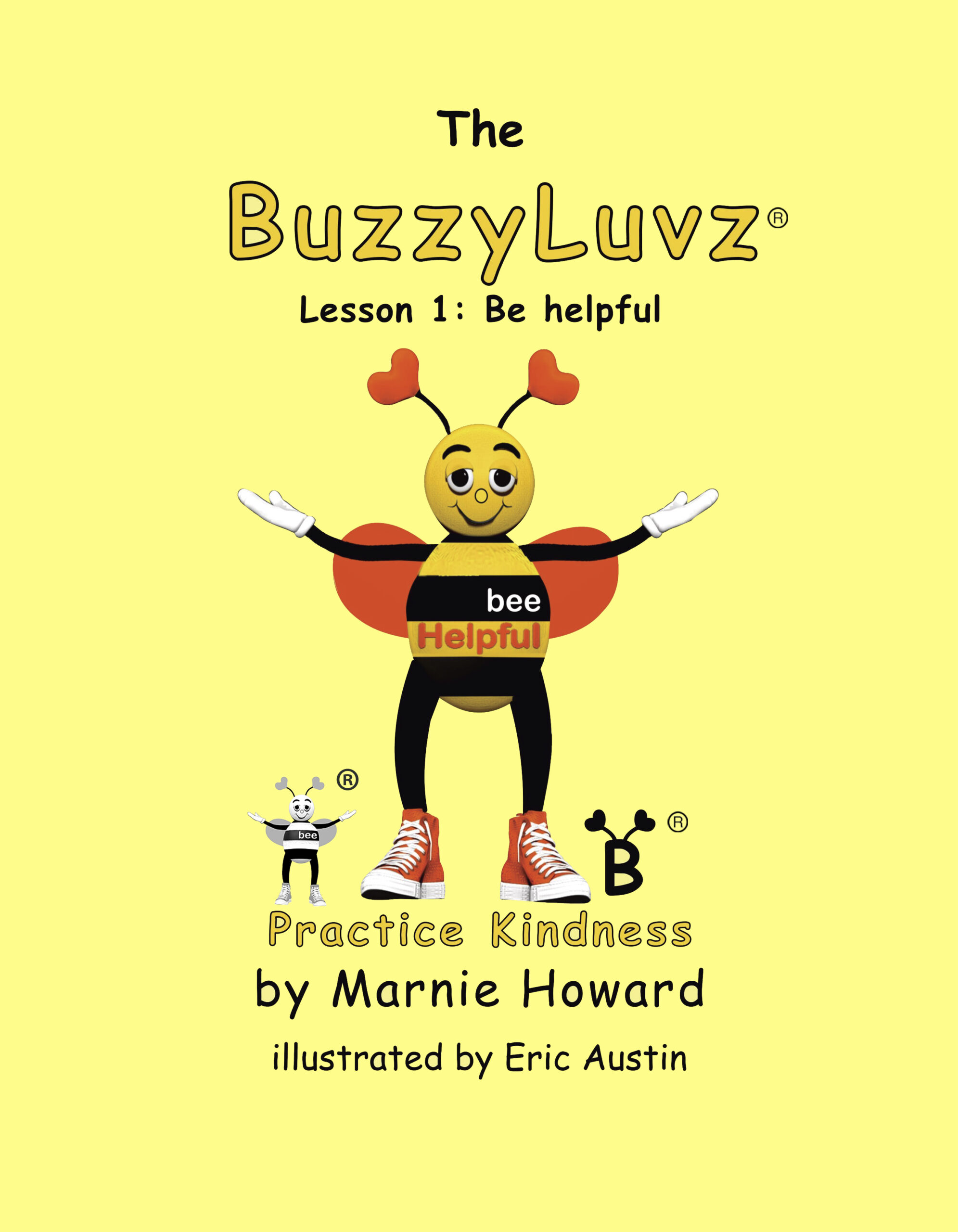 Cover of a children's book featuring a friendly bee mascot promoting helpfulness.